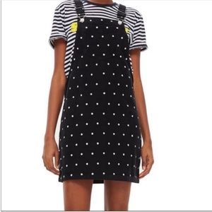 NWT Topshop Corduroy Navy/White Polka Dot Overall